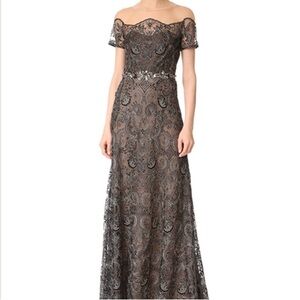 EDIT: SOLD Marchesa Notti Elegant Black Lace Off-Shoulder Illusion Dress size 4